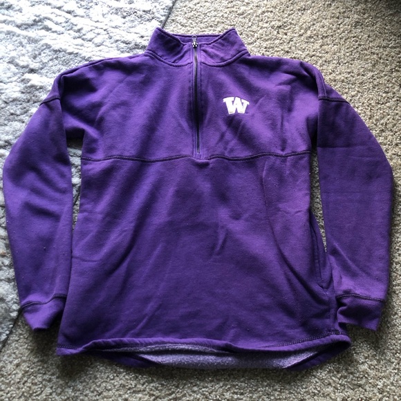 Women’s UW Half-Zip up Crewneck Purple Sweater - Picture 1 of 3